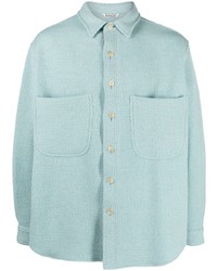 Auralee Wool Blend Long Sleeve Overshirt