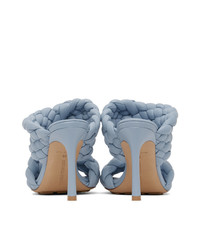 Bottega Veneta Blue Intrecciato Curve Heeled Sandals