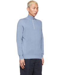 Brunello Cucinelli Blue Cotton Ribbed Sweater