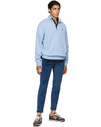 Polo Ralph Lauren Blue Logo Quarter Zip Sweater