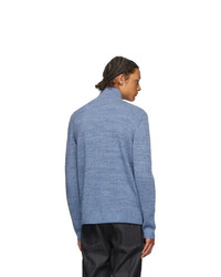 JW Anderson Blue Roll Neck Half Zip Sweater
