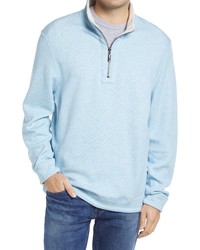 Tommy Bahama Flipshore Reversible Quarter Zip Pullover In Chambray Blue Heather At Nordstrom