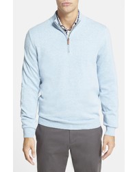 Nordstrom Half Zip Cotton Cashmere Pullover In Blue Skyway At