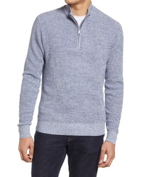 Peter Millar Kitts Textured Cotton Wool Quarter Zip Sweater In Atlantic Blue At Nordstrom
