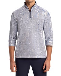 Bugatchi Ooohcotton Tech Print Quarter Zip Pullover In Classic Blue At Nordstrom