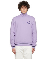 Ps By Paul Smith Purple Happy Zip Neck Sweatshirt
