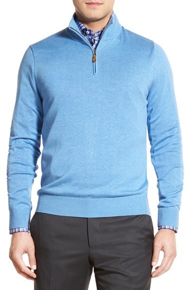 light blue quarter zip sweater