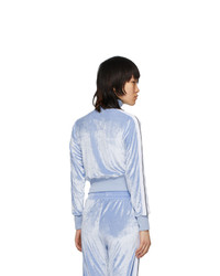 Palm Angels Blue Chenille Cropped Zip Up Sweatshirt