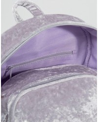 Asos Mini Velvet Backpack With Front Pocket