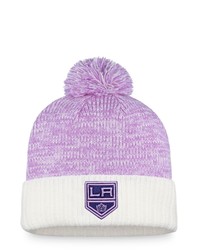 FANATICS Branded Whitepurple Los Angeles Kings Hockey Fights Cancer Cuffed Knit Hat With Pom At Nordstrom