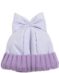 Federica Moretti Padded Nylon Beanie Hat With Bow