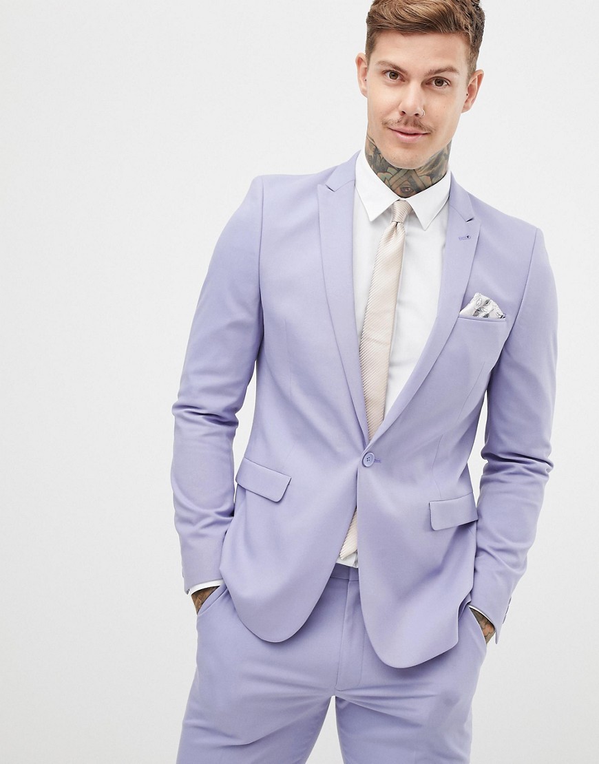 ASOS DESIGN Skinny Suit Jacket In Lilac, $30 | Asos | Lookastic