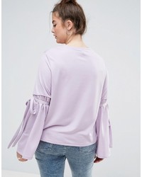 Asos Curve Curve Top With Tie Sleeve Detail
