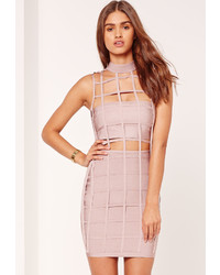Missguided Premium Grid Style Bandage Mini Dress Lilac