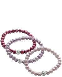 Pearlustre By Imperial Dyed Freshwater Cultured Pearl Crystal Stretch Bracelet Set
