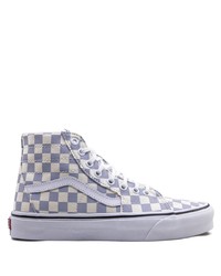 Light Violet Check Canvas High Top Sneakers