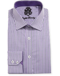 English Laundry Mini Check Cotton Dress Shirt Purpleblack