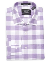 Nordstrom Shop Trim Fit Check Linen Cotton Dress Shirt