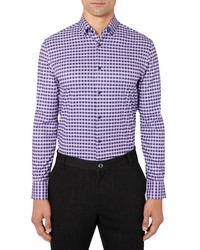 BROOKLYN BRIGADE Trim Fit Stretch Check Dress Shirt And Face Mask In Lilac At Nordstrom