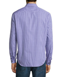 Armani Collezioni Micro Check Long Sleeve Sport Shirt Purple