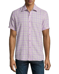 Robert Graham Campground Check Short Sleeve Shirt Lilac