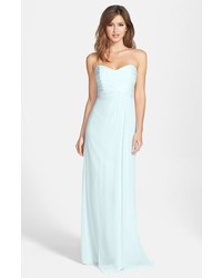 Amsale Strapless Crinkle Chiffon Gown