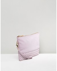 Oasis Leather Patched Weaved Flossy Clutch