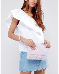 Oasis Leather Patched Weaved Flossy Clutch