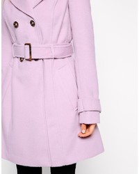 Asos Collection Coat With Belt And Flared Hem In Brushed Finish