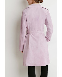 Forever 21 Contemporary Genuine Suede Belted Trench Coat