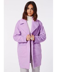 Missguided Lena Oversized Cocoon Coat Lilac