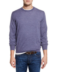 Brunello Cucinelli Fine Gauge Crewneck Sweater Purple