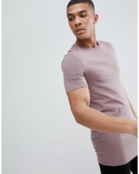 ASOS DESIGN Longline Muscle Fit T Shirt With Crew Neck And Stretch In Purple