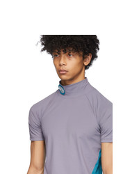 Keenkee Purple And Blue Fitted Turtleneck T Shirt