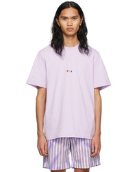 MSGM Purple Cotton Logo T Shirt