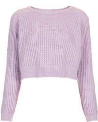Topshop Cropped Textured Knit Sweater With Ribbed Detail At Neck Cuffs And Hem 100% Acrylic Machine Washable