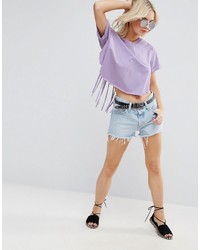 Asos Petite Petite Crop Top With Shredded Back