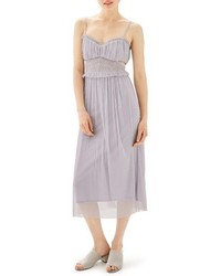 Light Violet Cutout Tulle Midi Dress