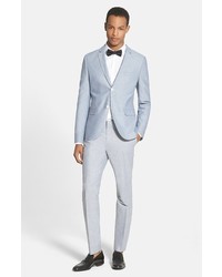 Topman Blue Oxford Skinny Fit Suit Trousers
