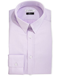 Versace Button Front Textured Dress Shirt Lavender