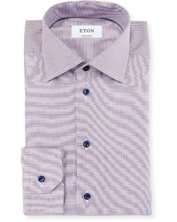 Eton Contemporary Fit Textured Woven Dress Shirt Lavender