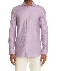 Canali Impeccabile Twill Dress Shirt In Purple At Nordstrom