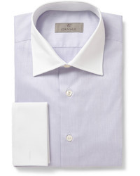 Canali Lilac Contrast Collar Cotton Shirt