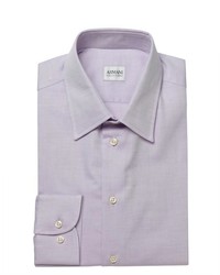 Armani Collezioni Lilac Cotton Spread Collar Dress Shirt