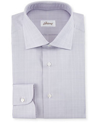 Brioni Prince Of Wales Woven Dress Shirt Dusty Lavender