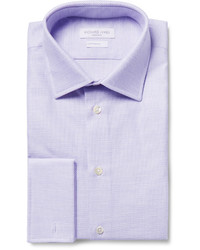 Richard James Purple Slim Fit Double Cuff Cotton Royal Oxford Shirt