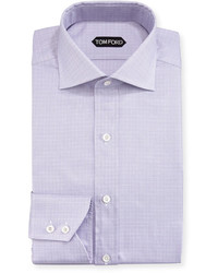 Tom Ford Tattersall Cotton Dress Shirt Lavenderwhite