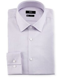 BOSS Textured Solid Slim Fit Travel Dress Shirt Lavender
