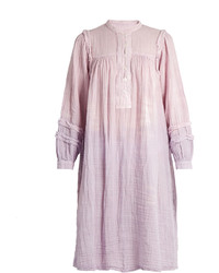 Raquel Allegra Frayed Seam Long Sleeved Cotton Gauze Dress