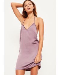 Missguided Purple Silky T Bar Slip Dress